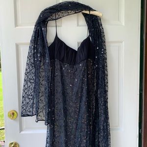 Melinda Eng Navy Sequined Evening Gown size L